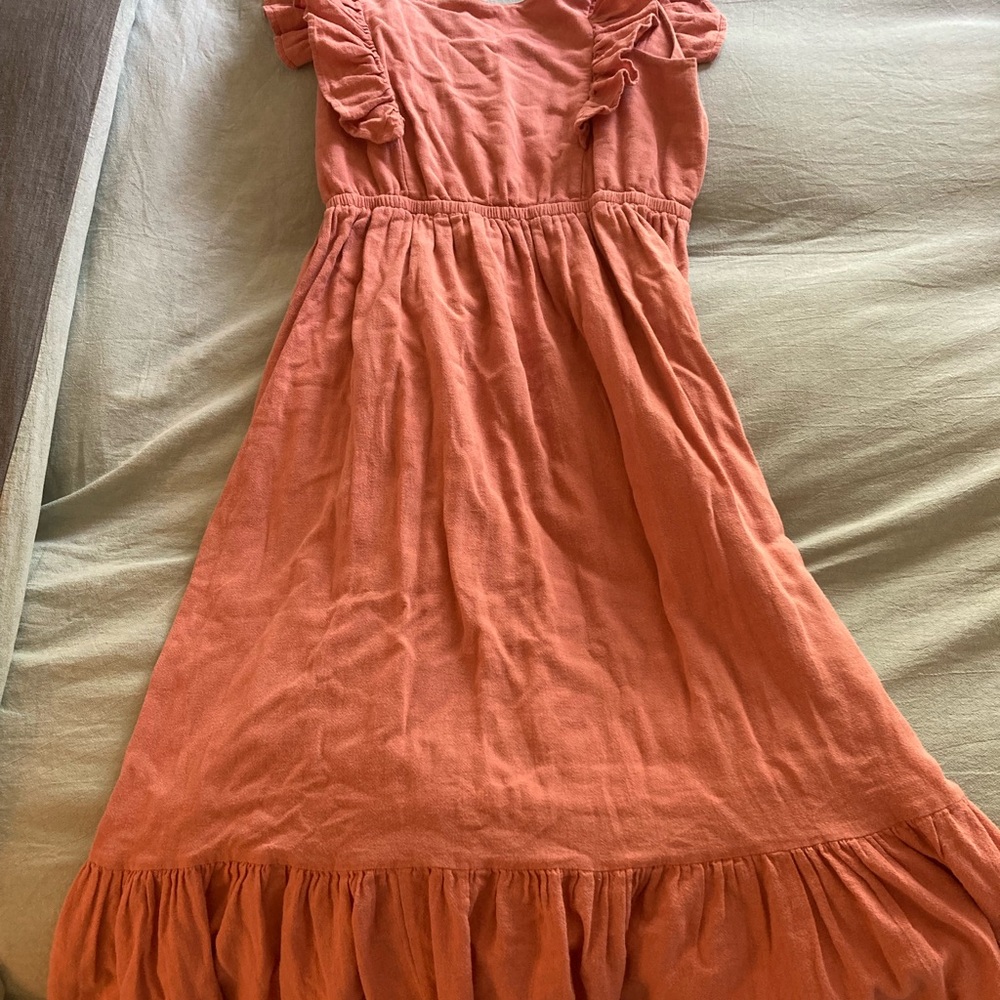 ba&sh Pink Midi Sundress with Flutter Sleeves